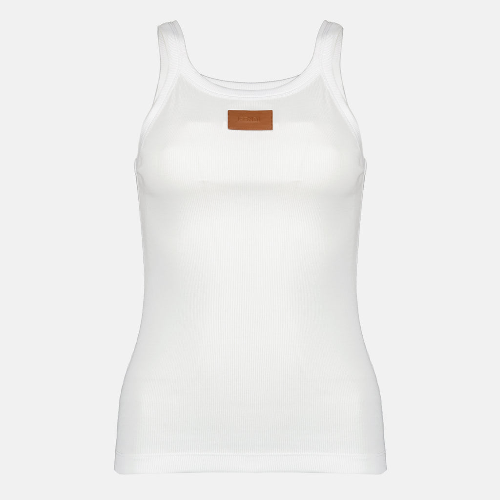 Tops 화이트 코튼 탱크톱 Fendi Blanc Femme