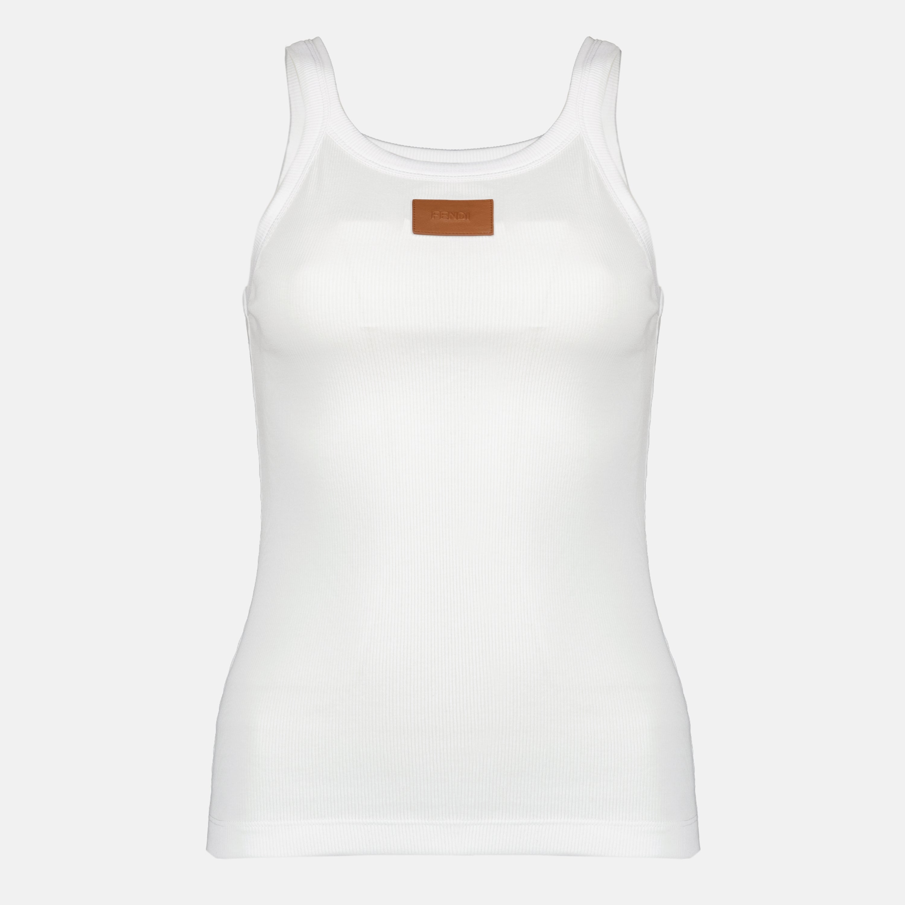 Tops 화이트 코튼 탱크톱 Fendi Blanc Femme