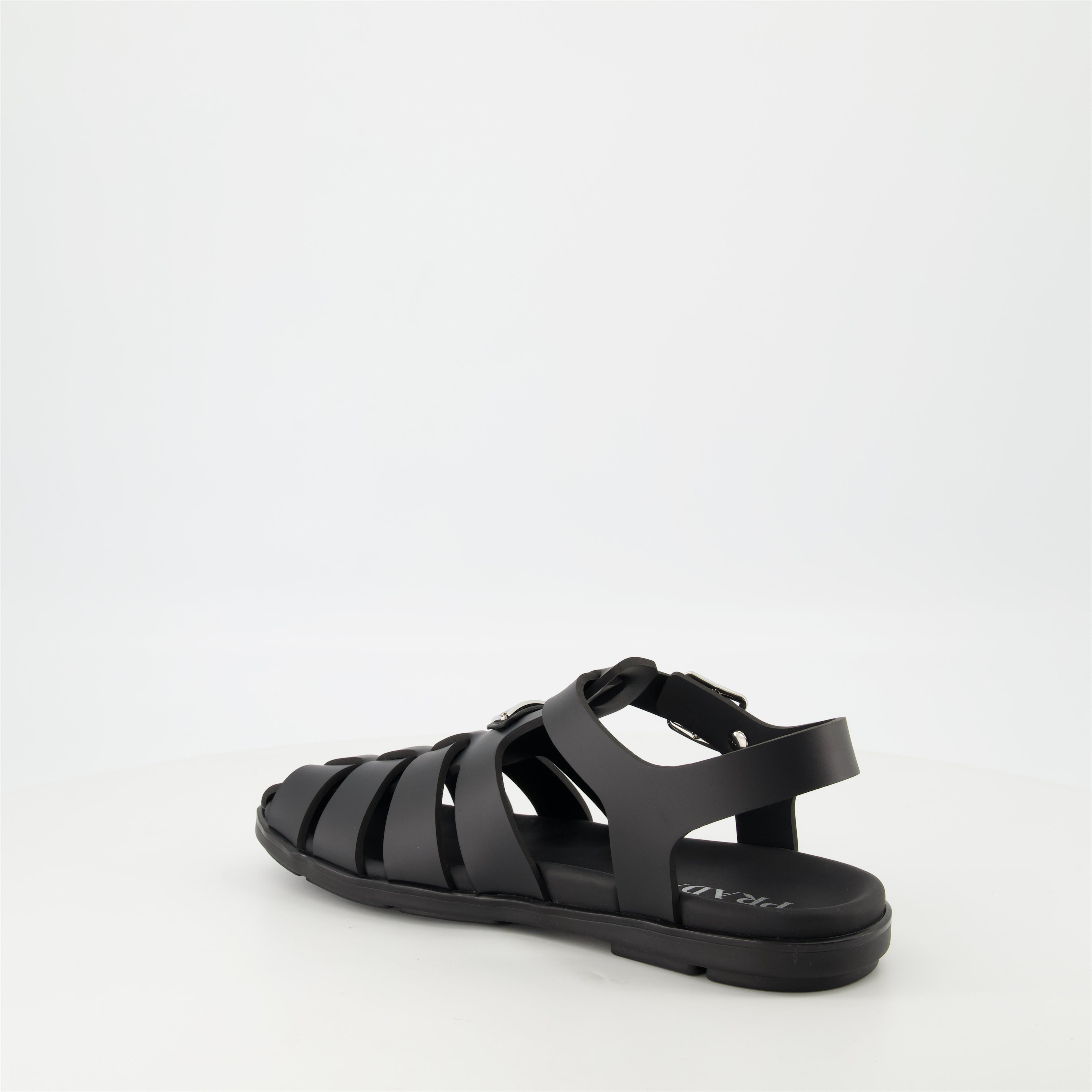 Open shoes Black Rubber Sandals Prada Black Homme