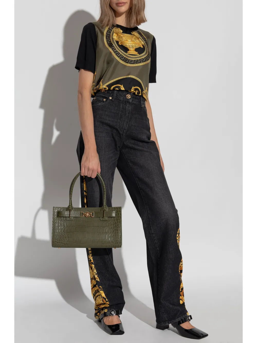 Pantaloni Barocco Jeans Versace Nero Femme