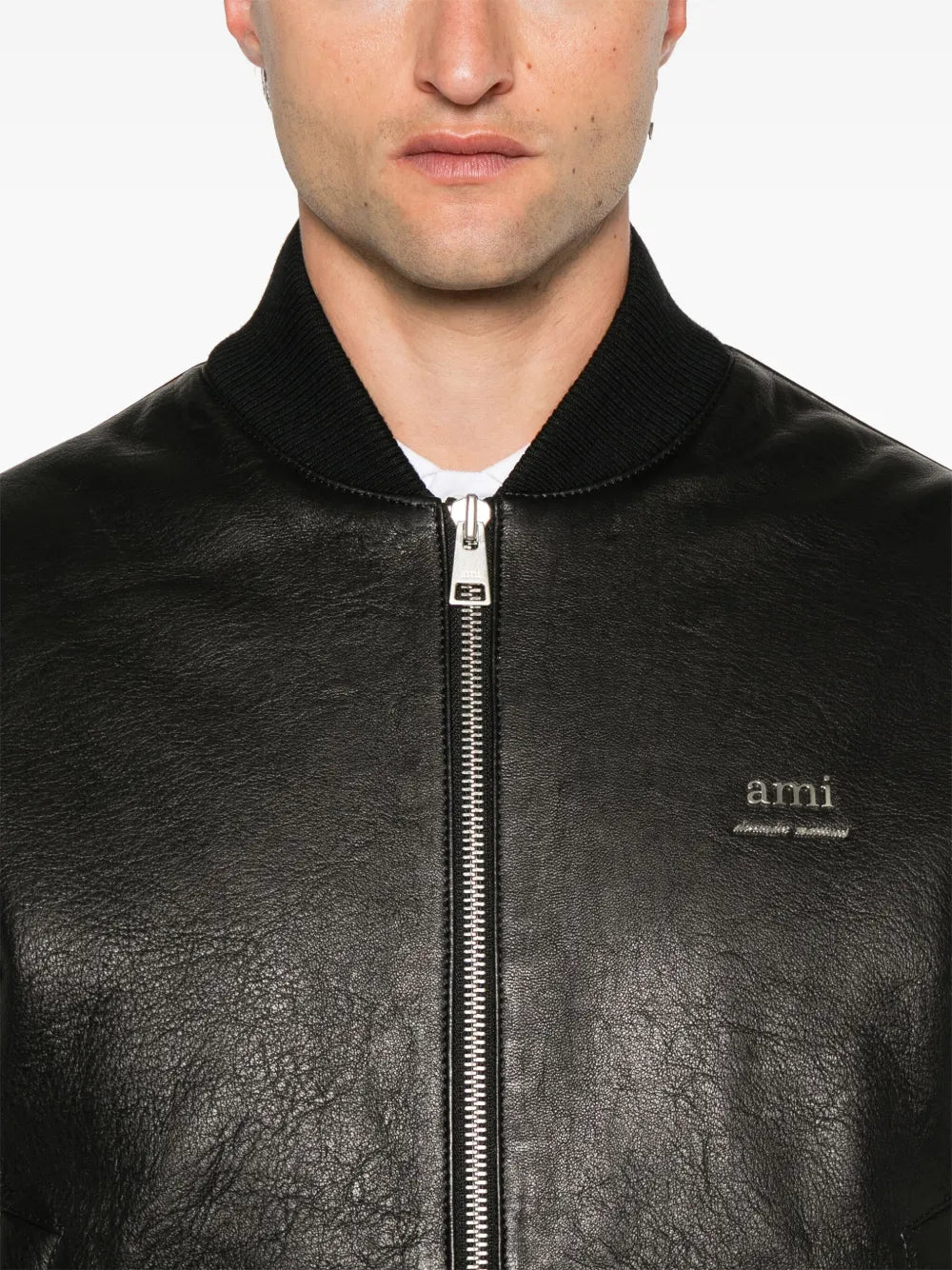 Coats Leather Jacket Ami PARIS Black Homme