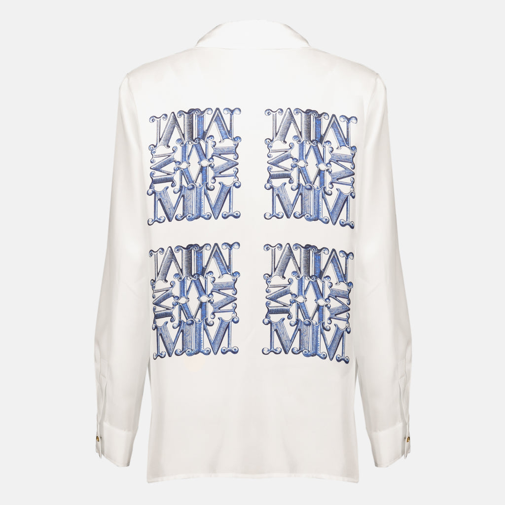 Chemises Chemise blanche en soie avec imprimé Max Mara Bleu Femme