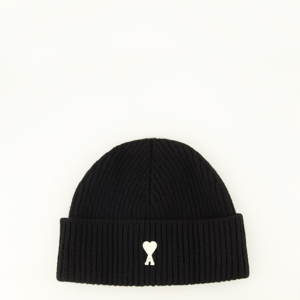 Chapeaux, casquettes et bonnets Schwarze Wollmütze Ami PARIS Noir Unisexe