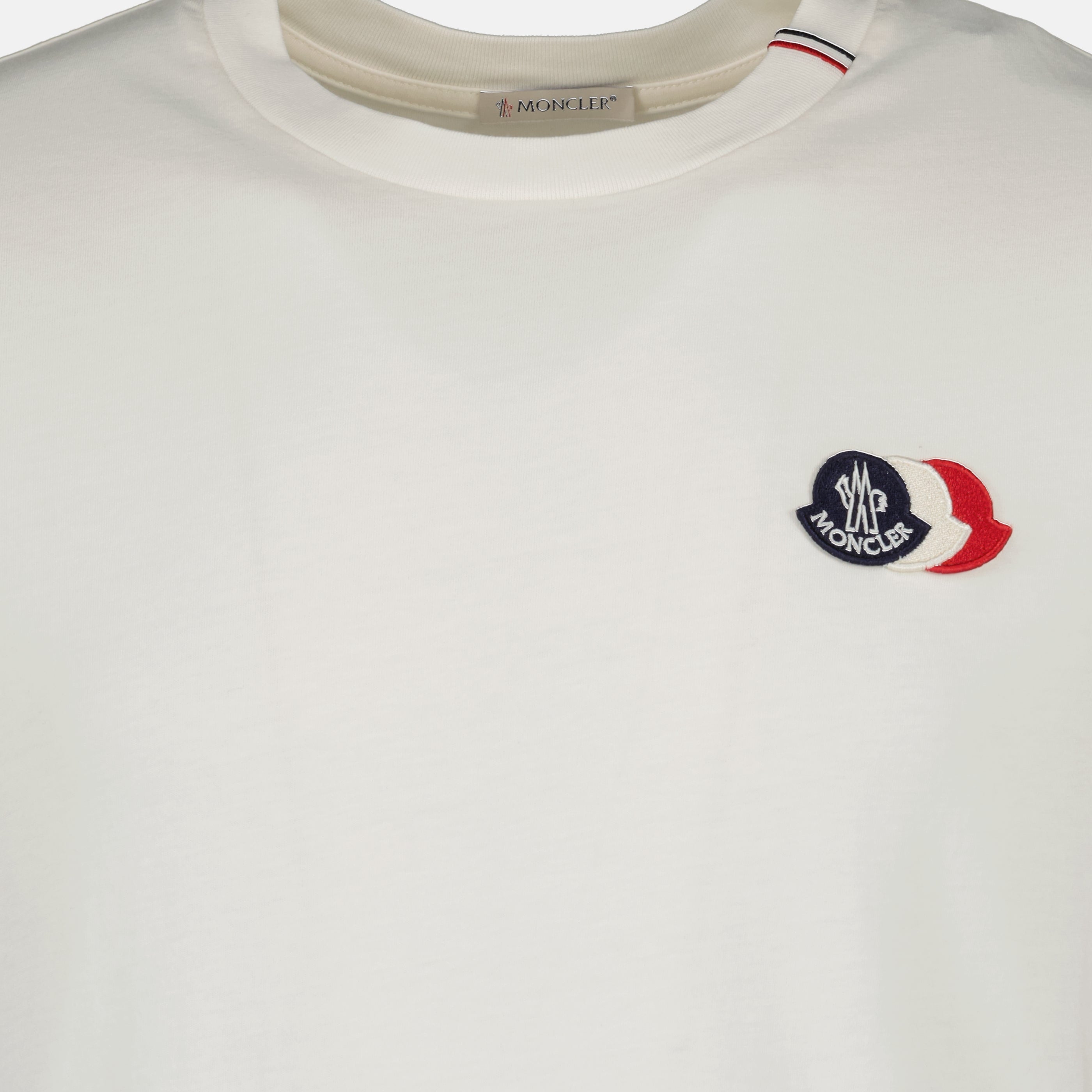 T-shirts T-shirt en coton à logo tricolore blanc Moncler Blanc Homme