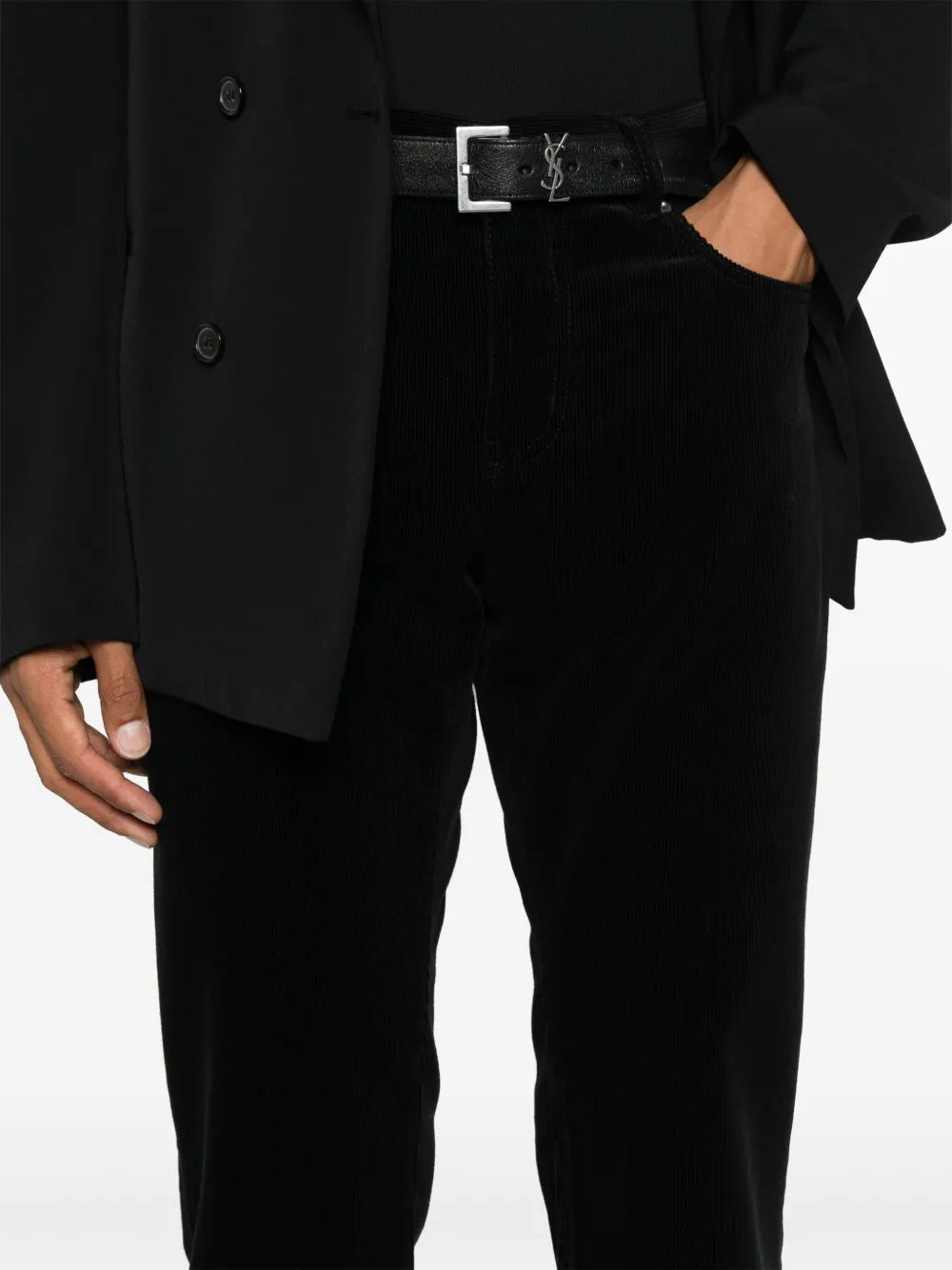 Pantaloni Jeans in Velluto Saint Laurent Nero Homme