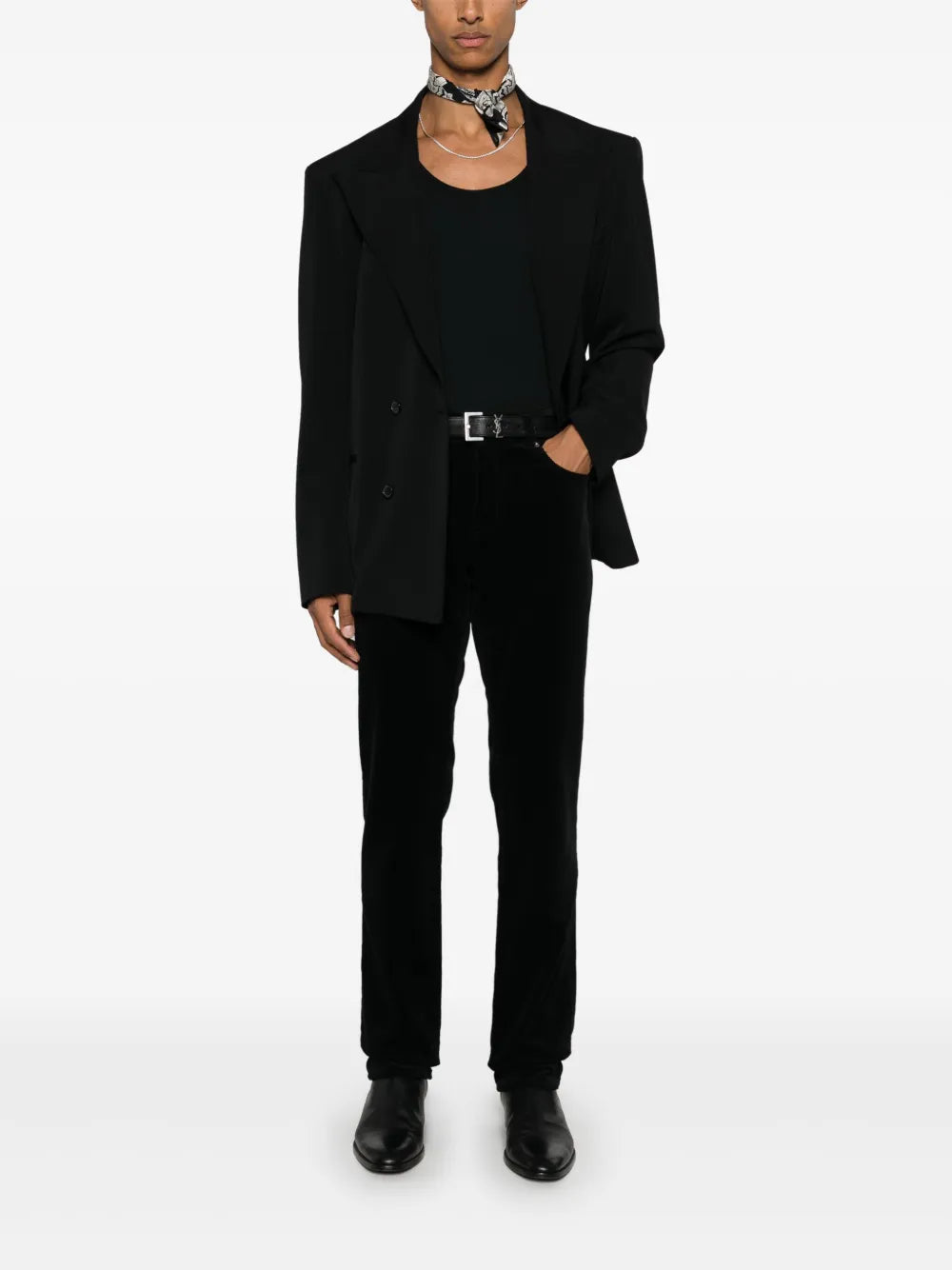Pantaloni Jeans in Velluto Saint Laurent Nero Homme