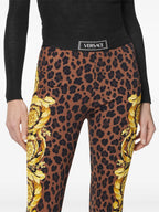Pants Leopard Barocco Leggings Versace Brown Femme