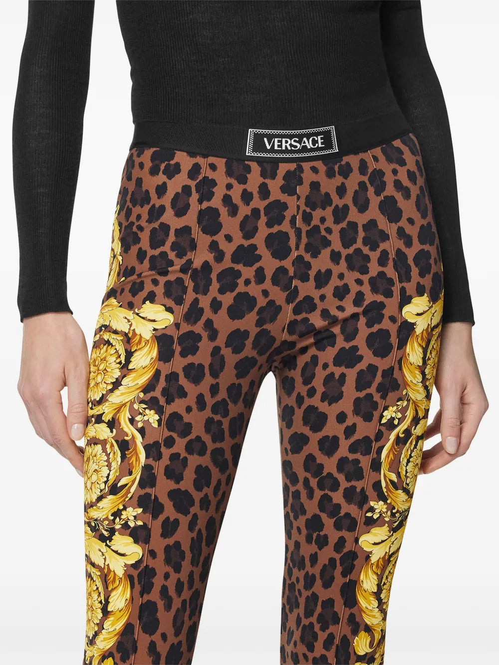 Pants Leopard Barocco Leggings Versace Brown Femme