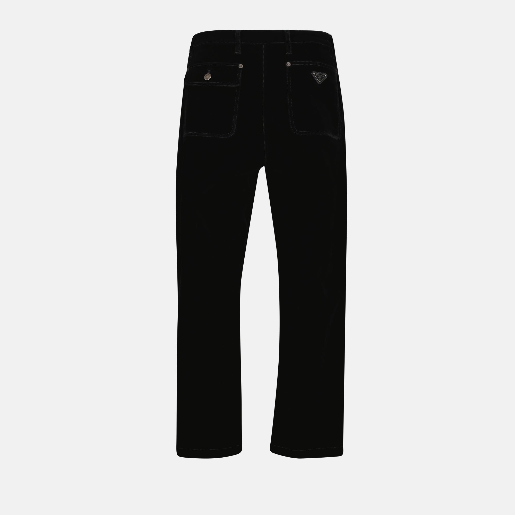 Pantaloni Jeans in Denim di Velluto Prada Nero Homme
