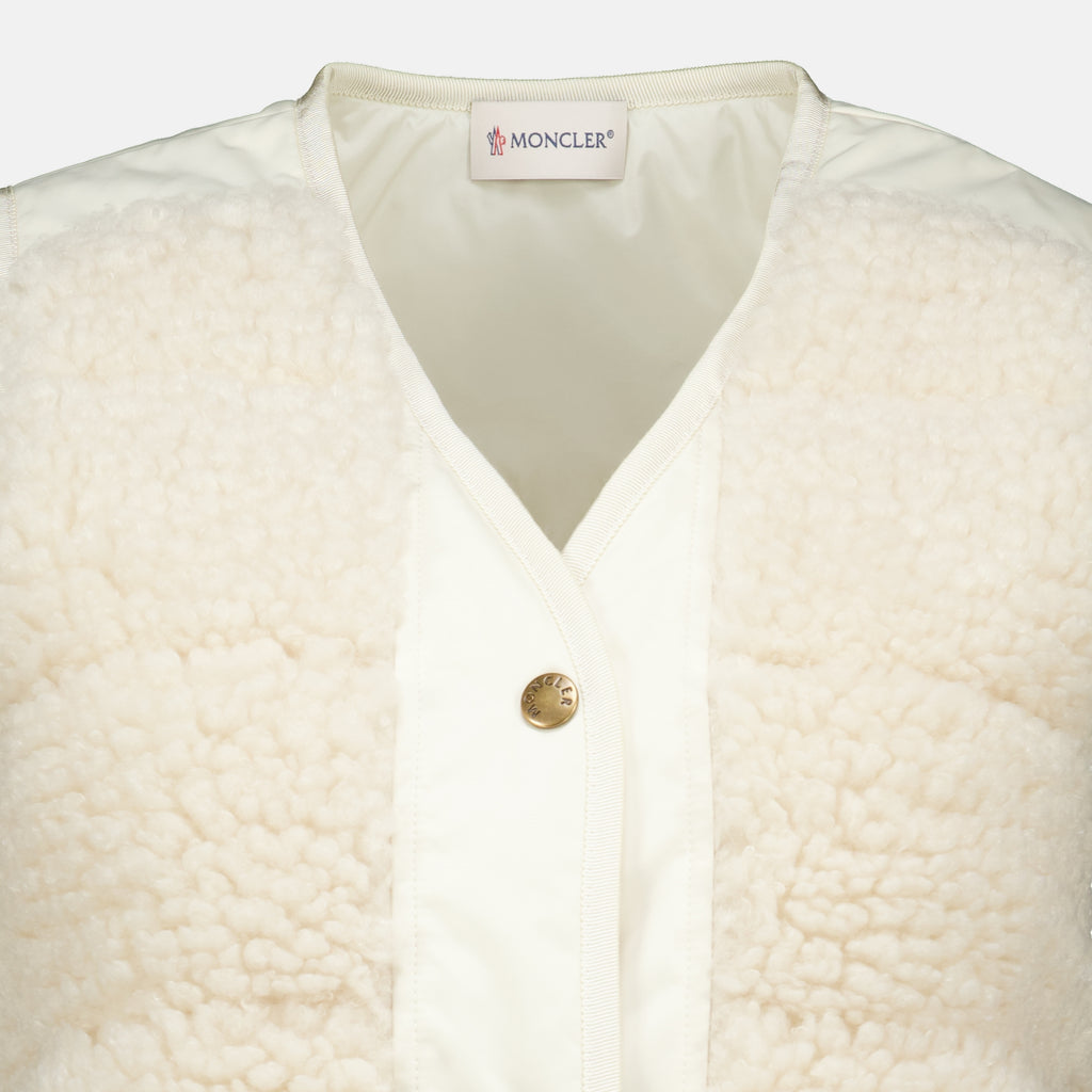 Vestes Gepolsterte Teddy Weste Moncler Beige Femme