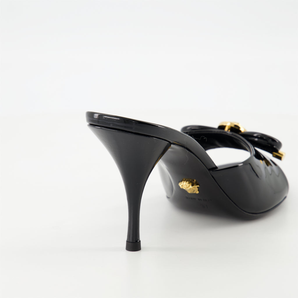 Open shoes Bow Heeled Mules Versace Black Femme