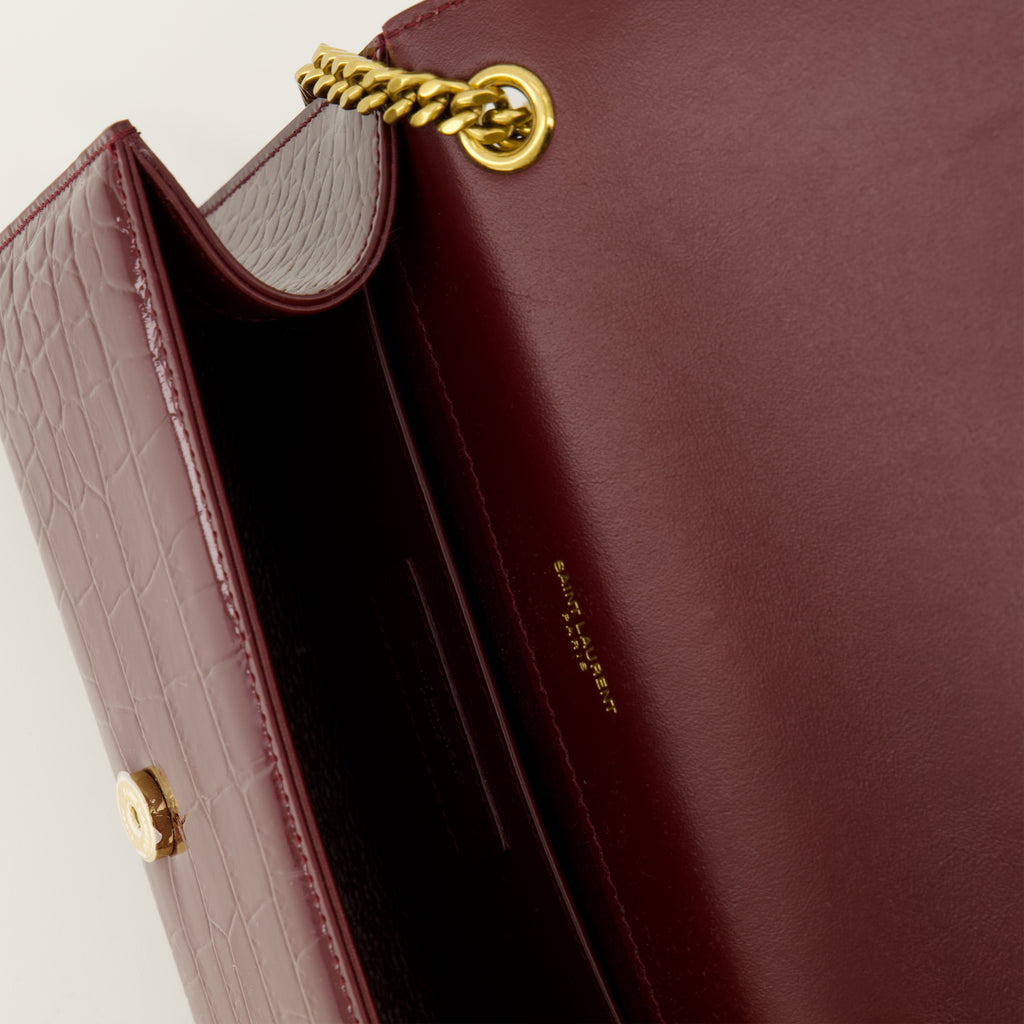 Sacs bandoulière Nuova Borsa Kate Piccola Bordeaux in Pelle Croco Saint Laurent Bordeaux Femme