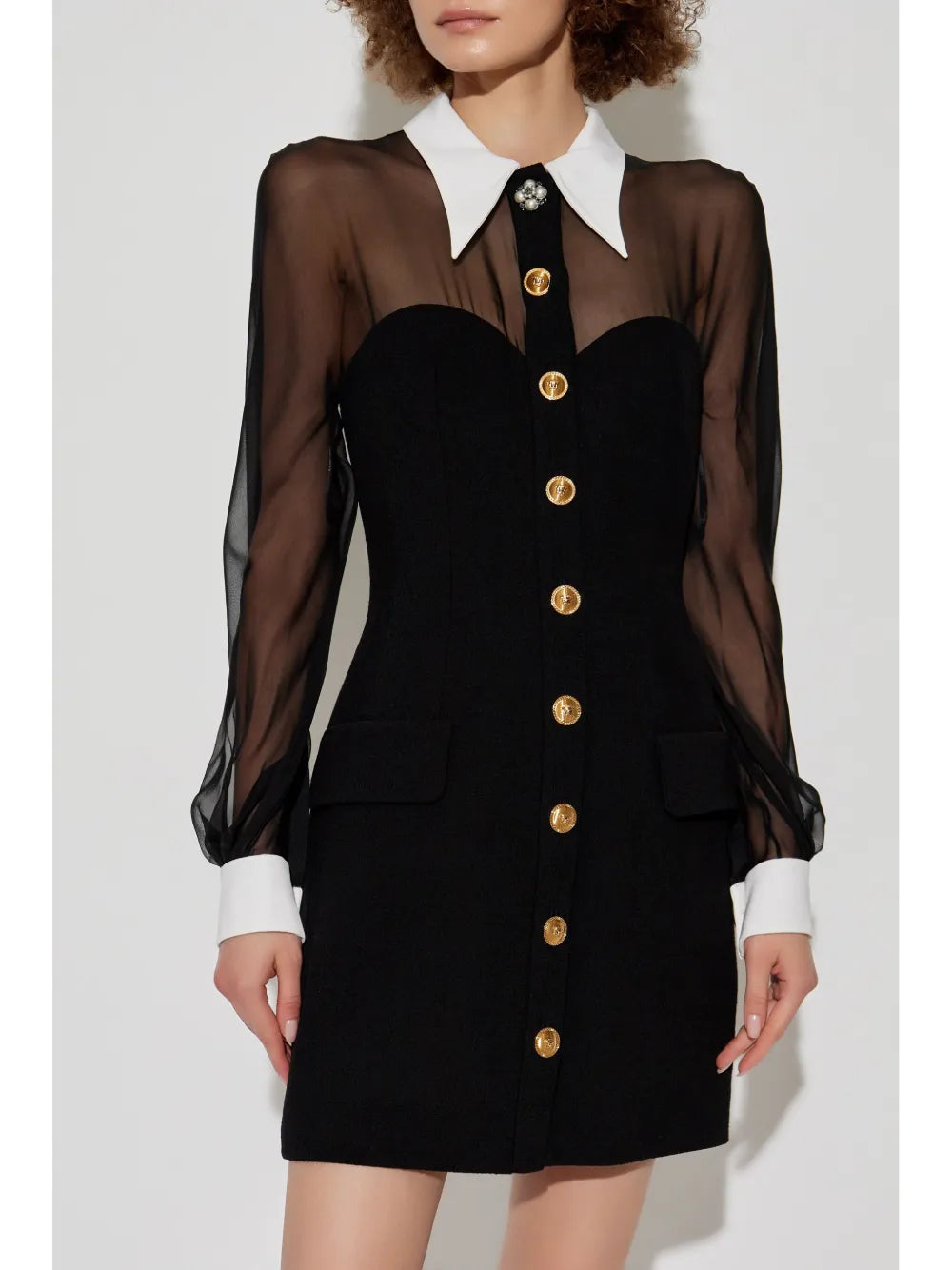 Mini strapless black dress Versace