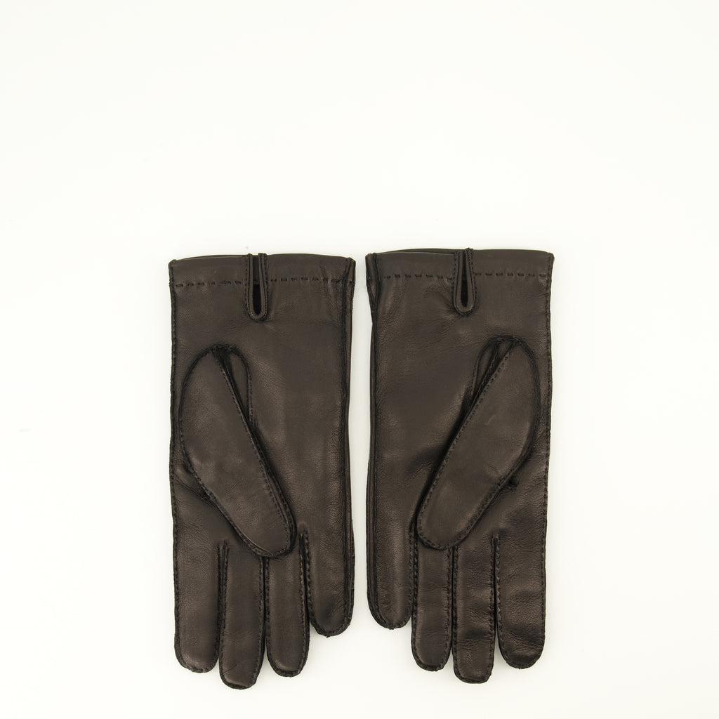 Écharpes, foulards et gants Luvas de Couro Negras Prada Noir Homme