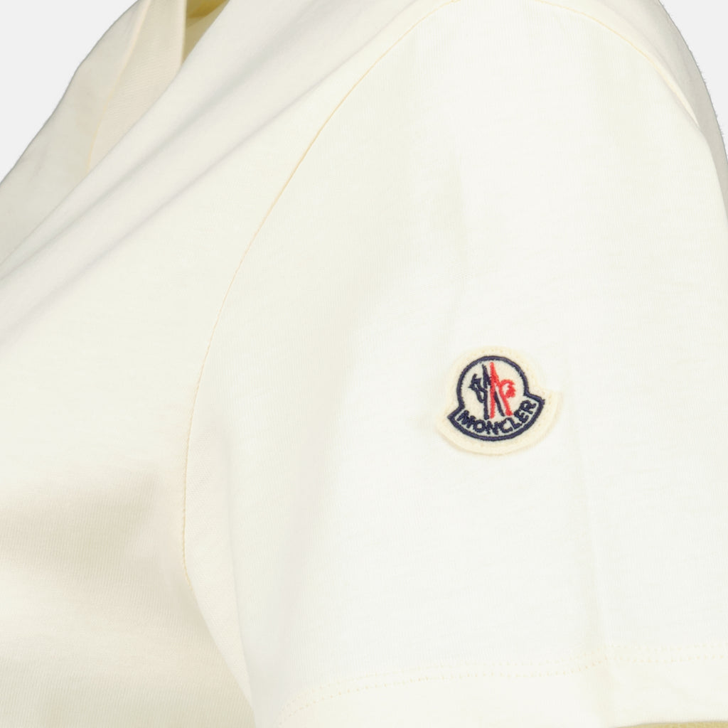 Image of the article Women's white embroidered logo T-shirt by Moncler - Spring-Summer 2026 - Detailed view 2