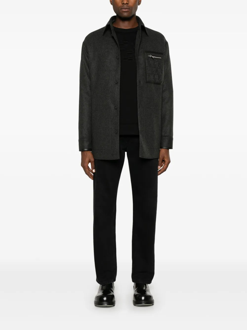 Chemises Veste chemise en laine Fendi Gris Homme