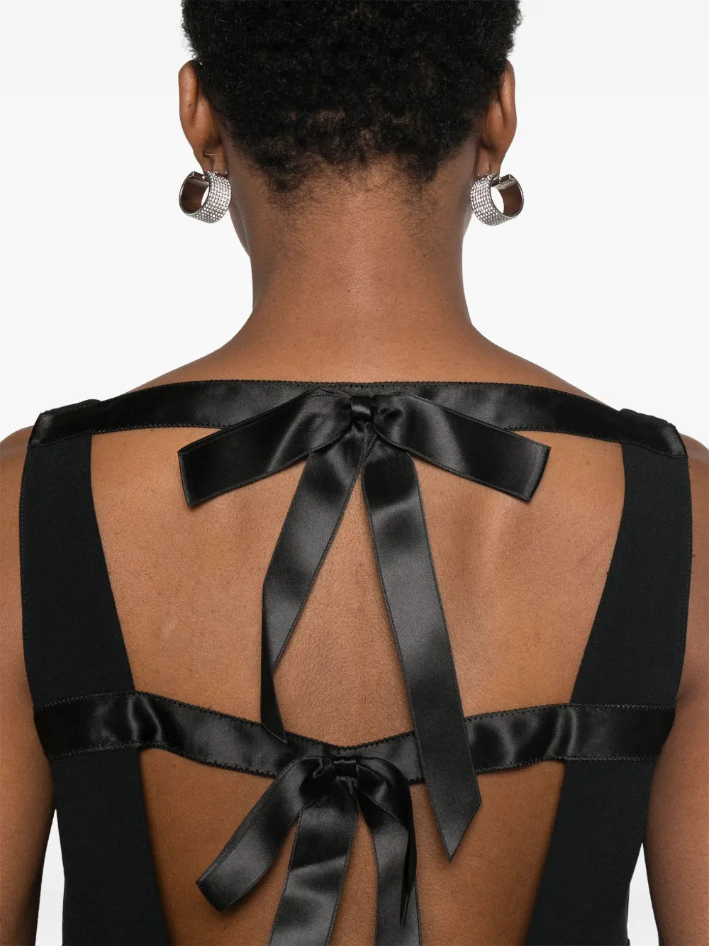 prada backless dress Pre-loved Prada Ruffle Backless Midi Bodycon Dress