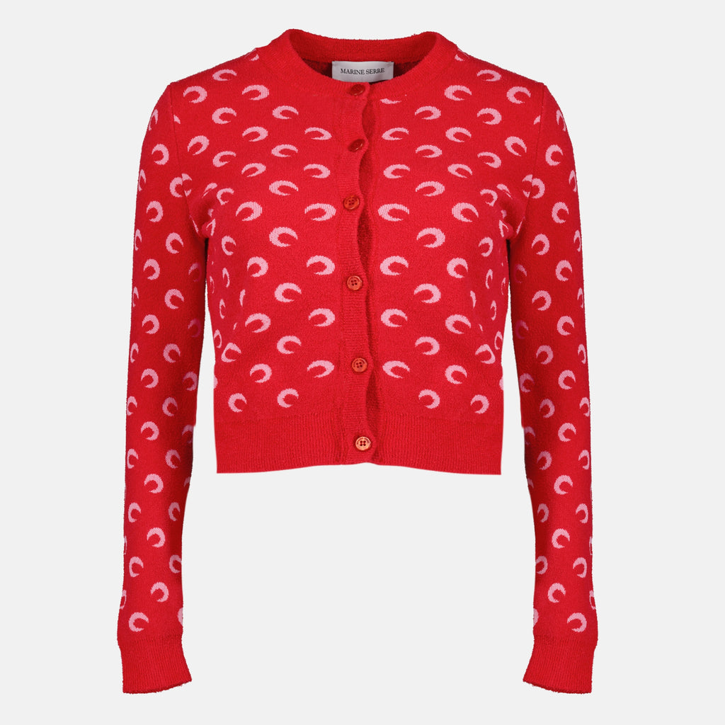 Maille ムーン ブークレ カーディガン レッド Marine Serre Rouge Femme