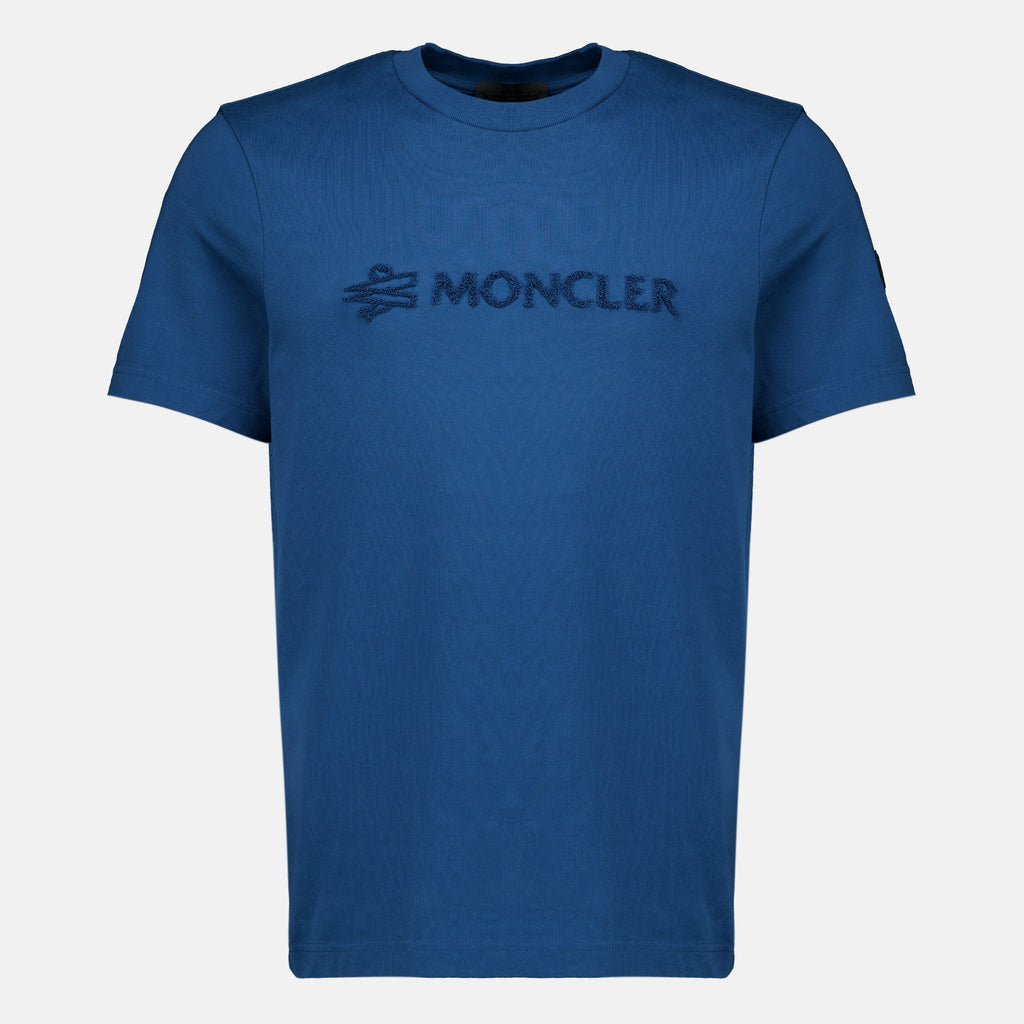 T-shirts T-shirt en coton à logo bleu Moncler Bleu Homme