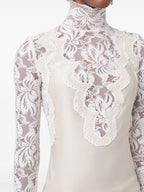 Tops Blouse satin et dentelle Rabanne Blanc Femme