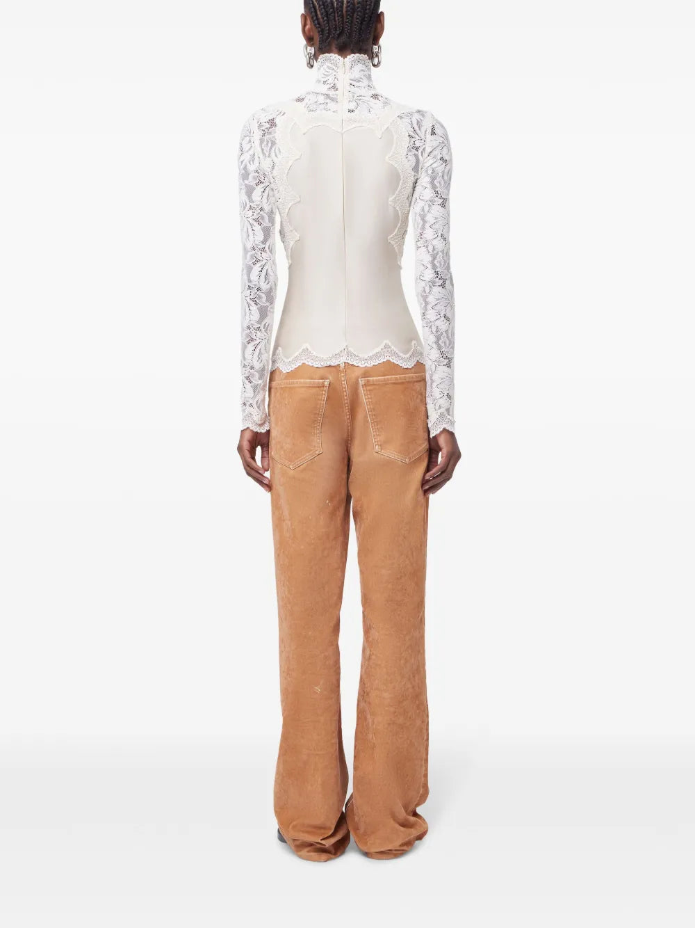 Tops Blouse satin et dentelle Rabanne Blanc Femme