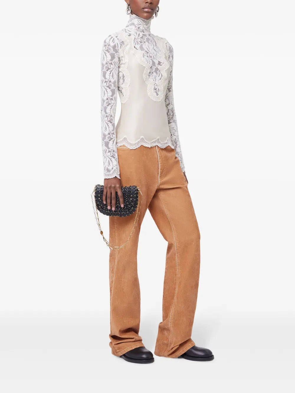 Tops Blouse satin et dentelle Rabanne Blanc Femme