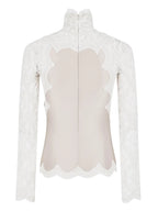 Tops Blouse satin et dentelle Rabanne Blanc Femme
