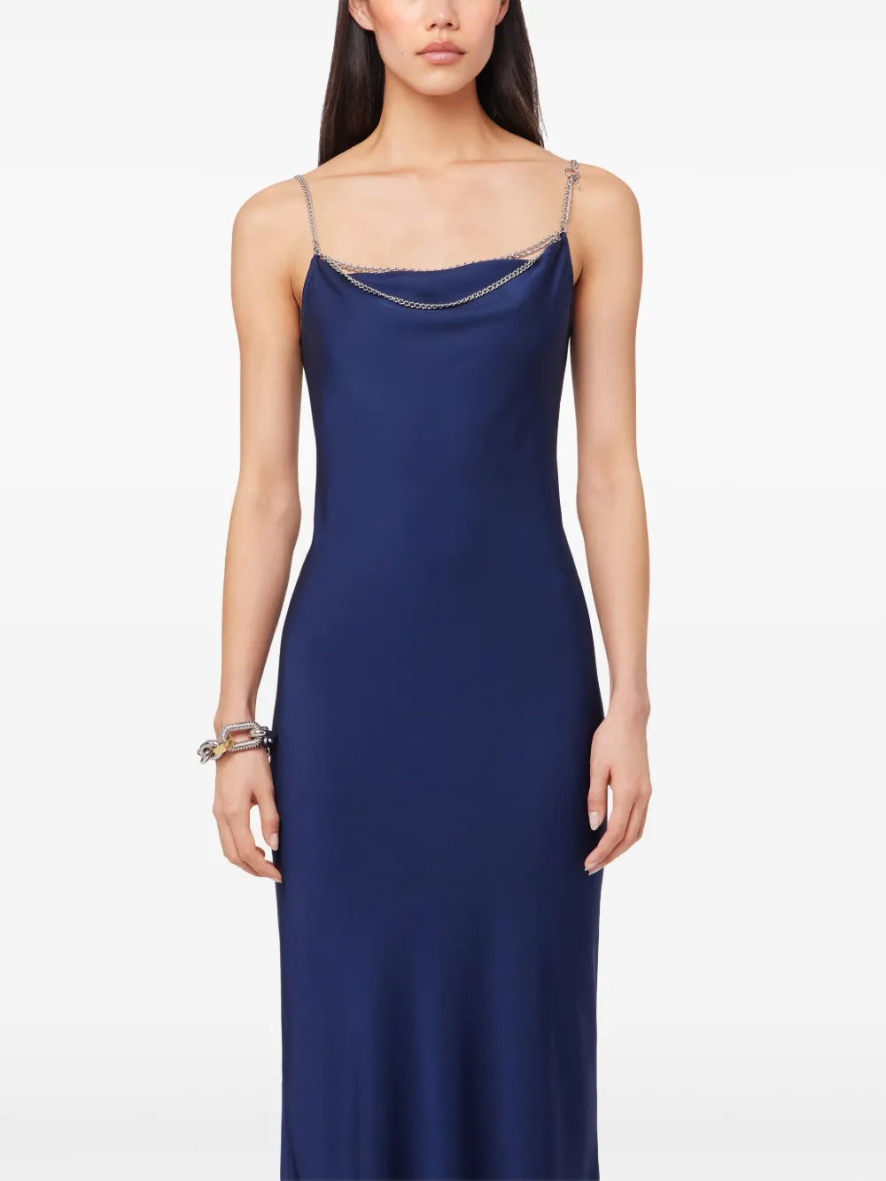 Abiti Abito Lungo in Raso Rabanne Blu scuro Femme