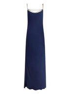Robes Robe longue en satin Rabanne Bleu foncé Femme