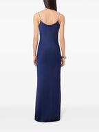 Robes Robe longue en satin Rabanne Bleu foncé Femme