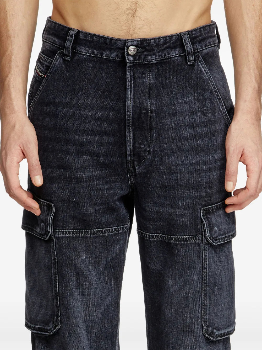 Pantalones Jeans Cargo de Mezclilla Diesel Negro Homme