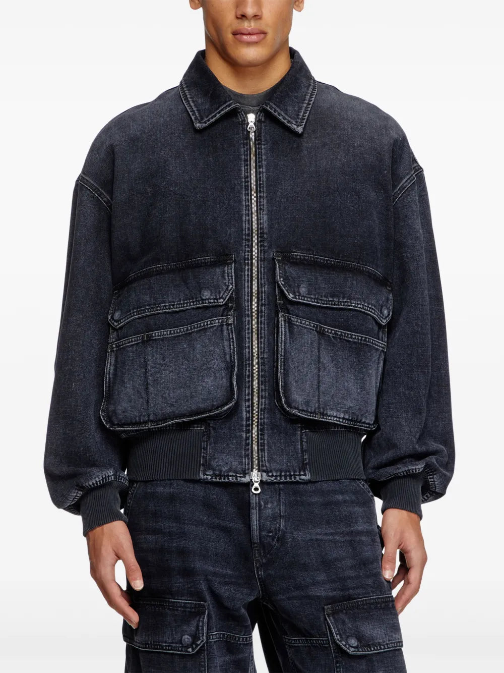 Giacche D-Kurz Denim Bomber Diesel Nero Unisex