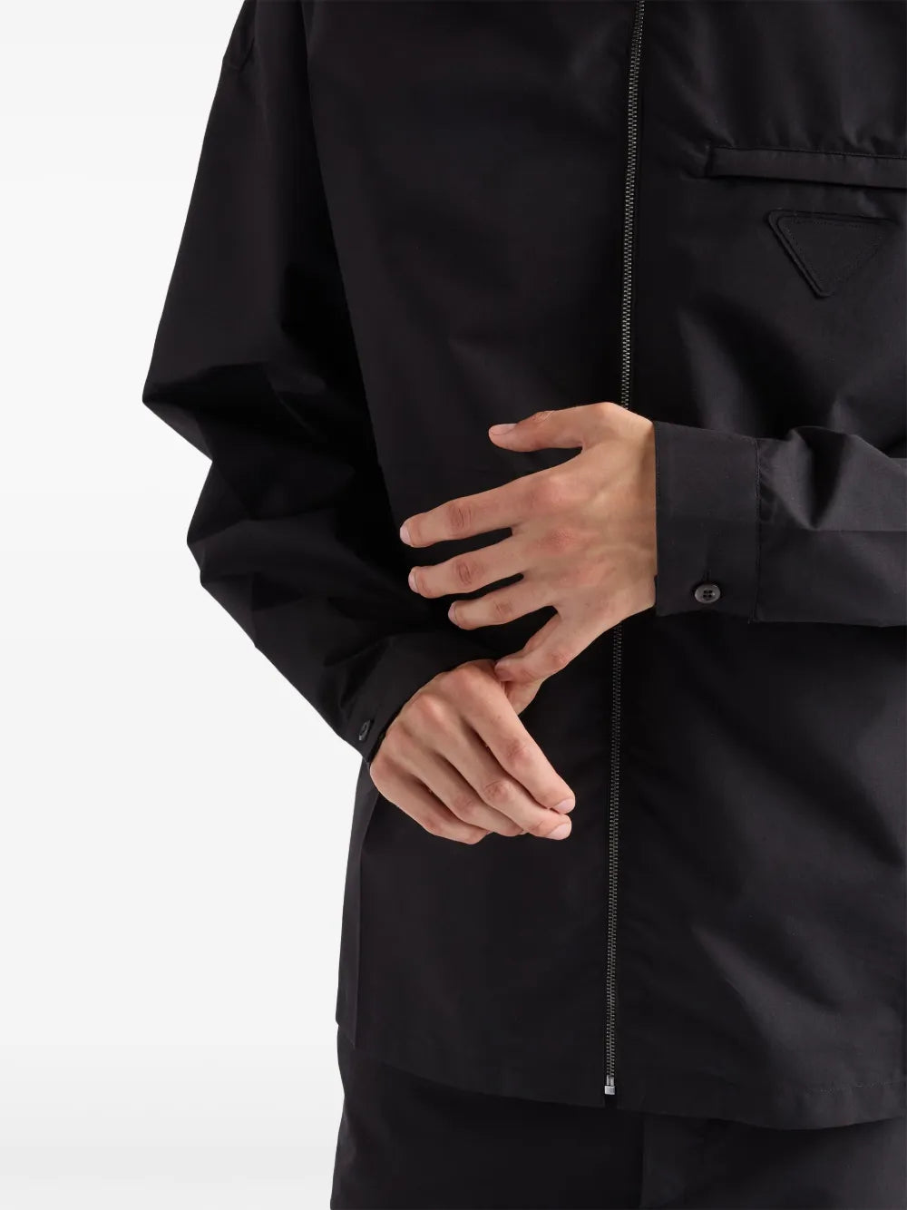 Jaquetas Camisa de Algodão Técnica Prada Preto Homme