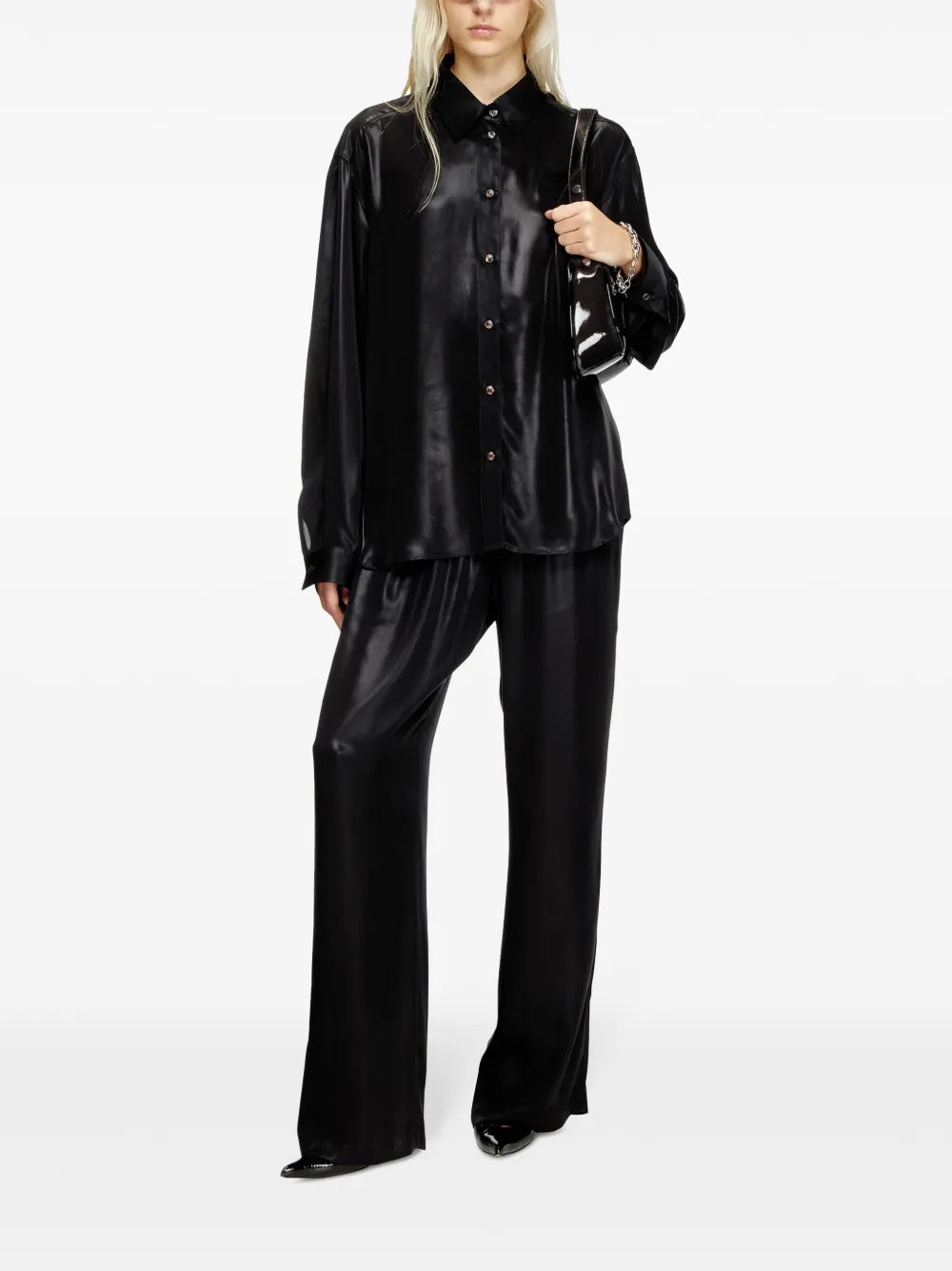 パンツ ブラックP-Dレイヤーパンツ Diesel 黒 Femme