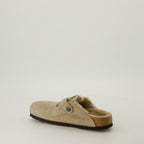 オープントゥシューズ ファー ボストン ミュール Birkenstock ベージュ ユニセックス