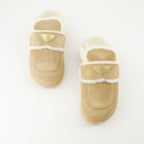 Offene schuhe Mules fourrées Prada Beige Femme