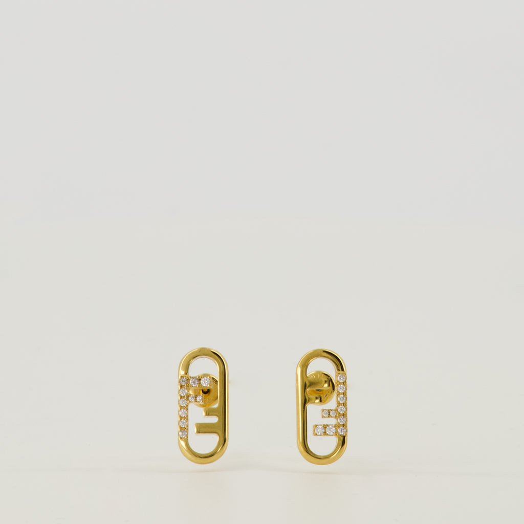 Image of the O'Lock gold earrings from the Fendi brand for Women - Fall-Winter Season 2025 - Front View