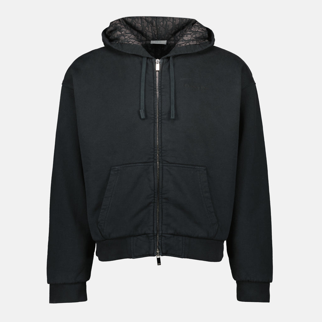 Imagen del artículo Chaqueta con capucha y cremallera negra de la marca Dior para Hombre - Temporada Primavera-Verano 2026 - Vista frontal