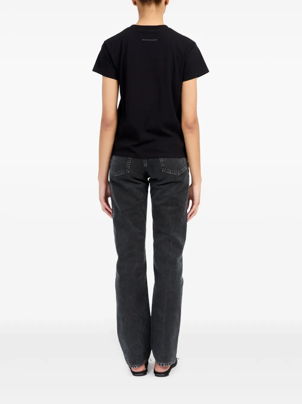 Camisetas Camiseta Numérica con Flecos Mm6 Negro Femme