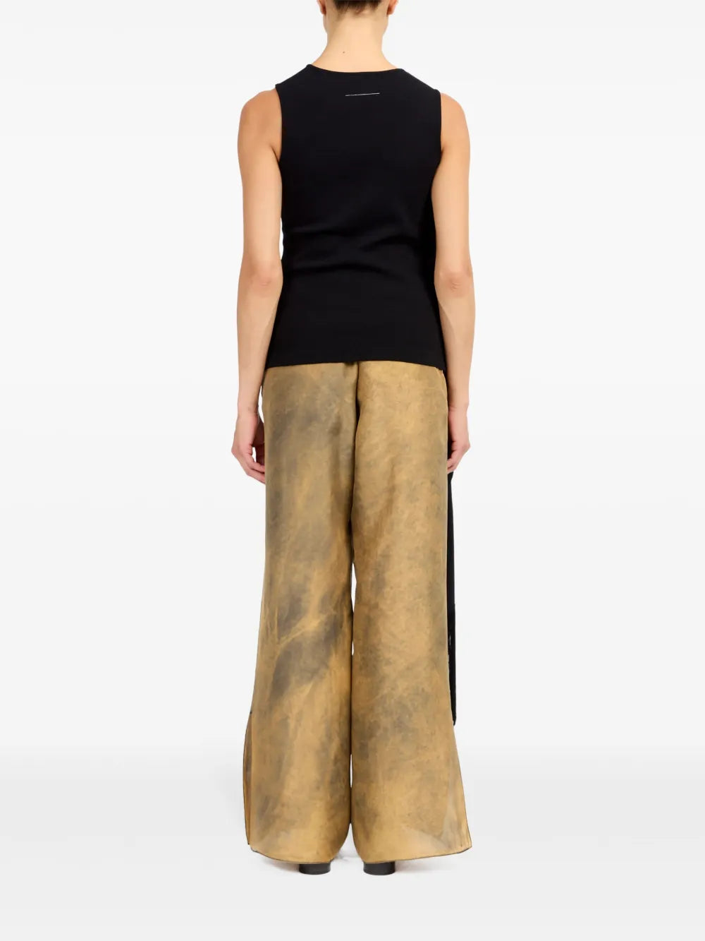 Tops Fringed T-shirt Mm6 Black Femme