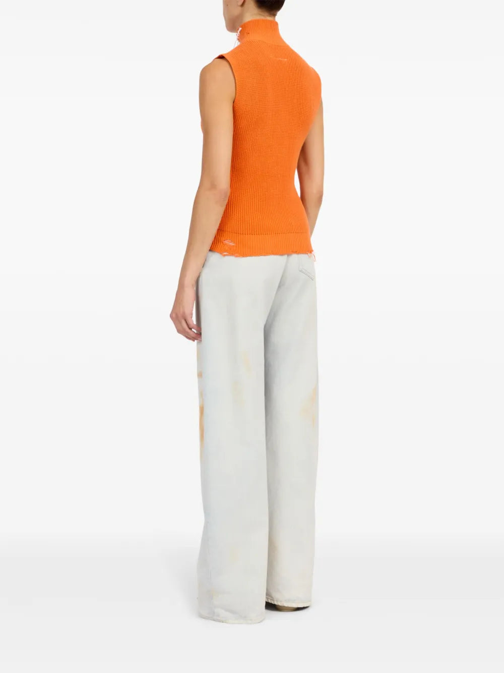 Jackets Sleeveless Knit Vest Mm6 Orange Femme