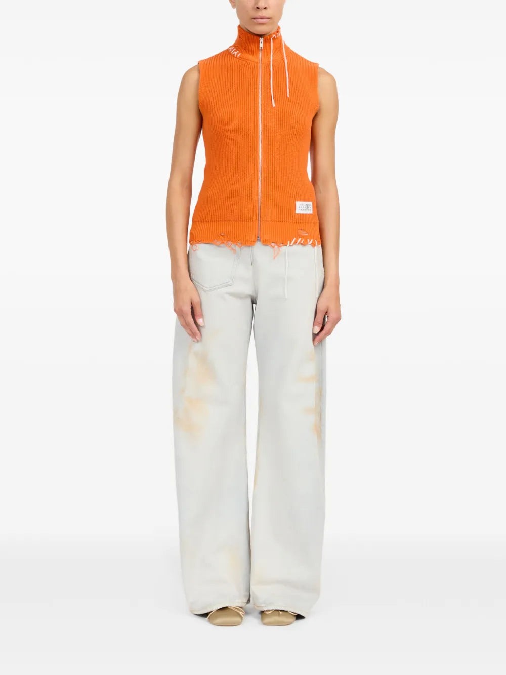 Jacken Ärmellose Strickweste Mm6 Orange Femme