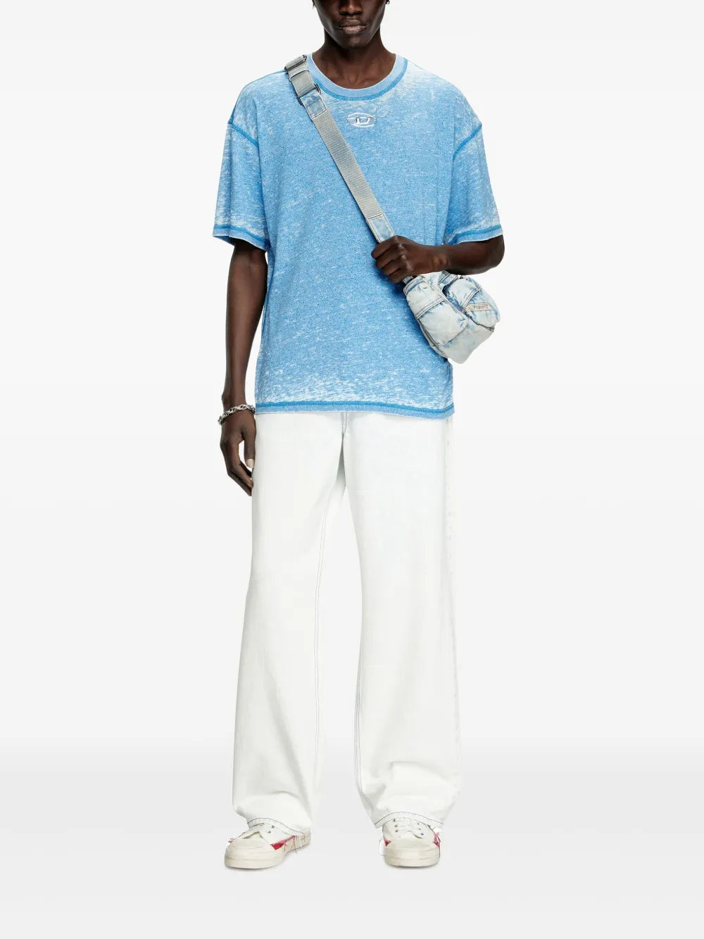 T-shirts T-shirt délavé T-boxt-pak Diesel Bleu Homme