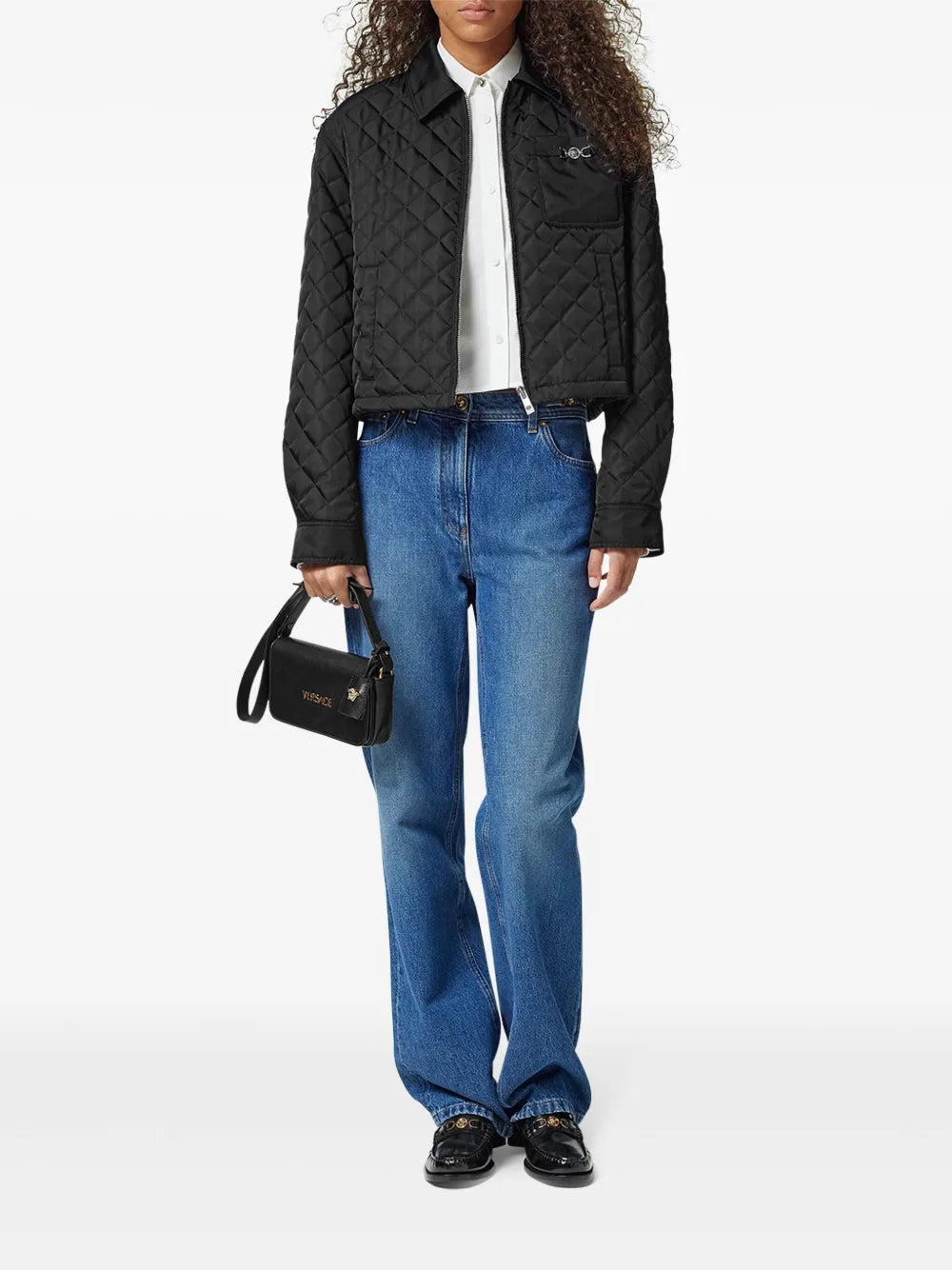 Vestes Blouson matelassé en nylon Versace Noir Femme