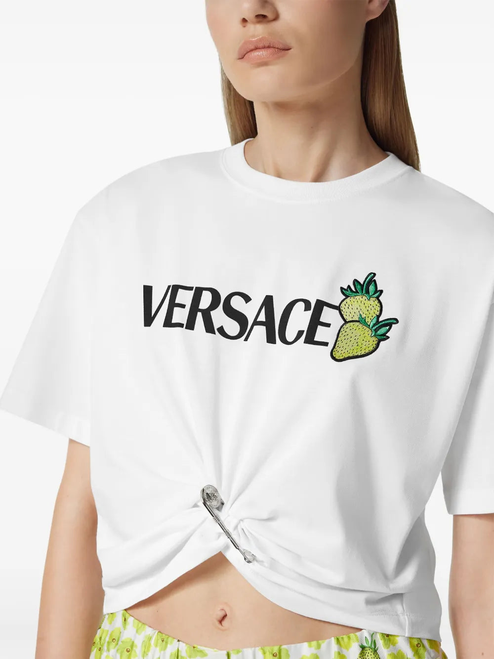 T-shirts T-shirt crop fraises Versace Blanc Femme