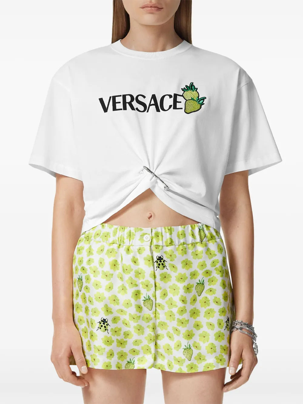 T-shirts T-shirt crop fraises Versace Blanc Femme