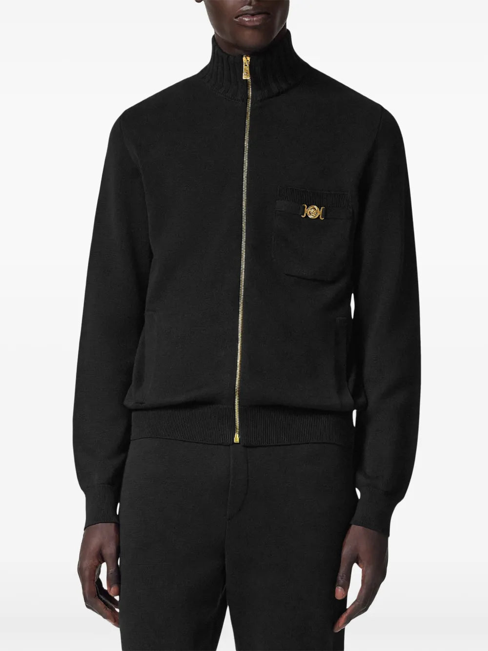 Sweatshirts Veste zippée en cachemire Versace Noir Homme