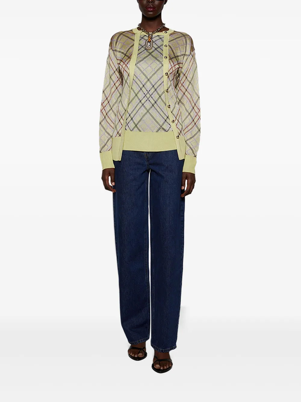 Maille Gilet à carreaux Rabanne Vert Femme