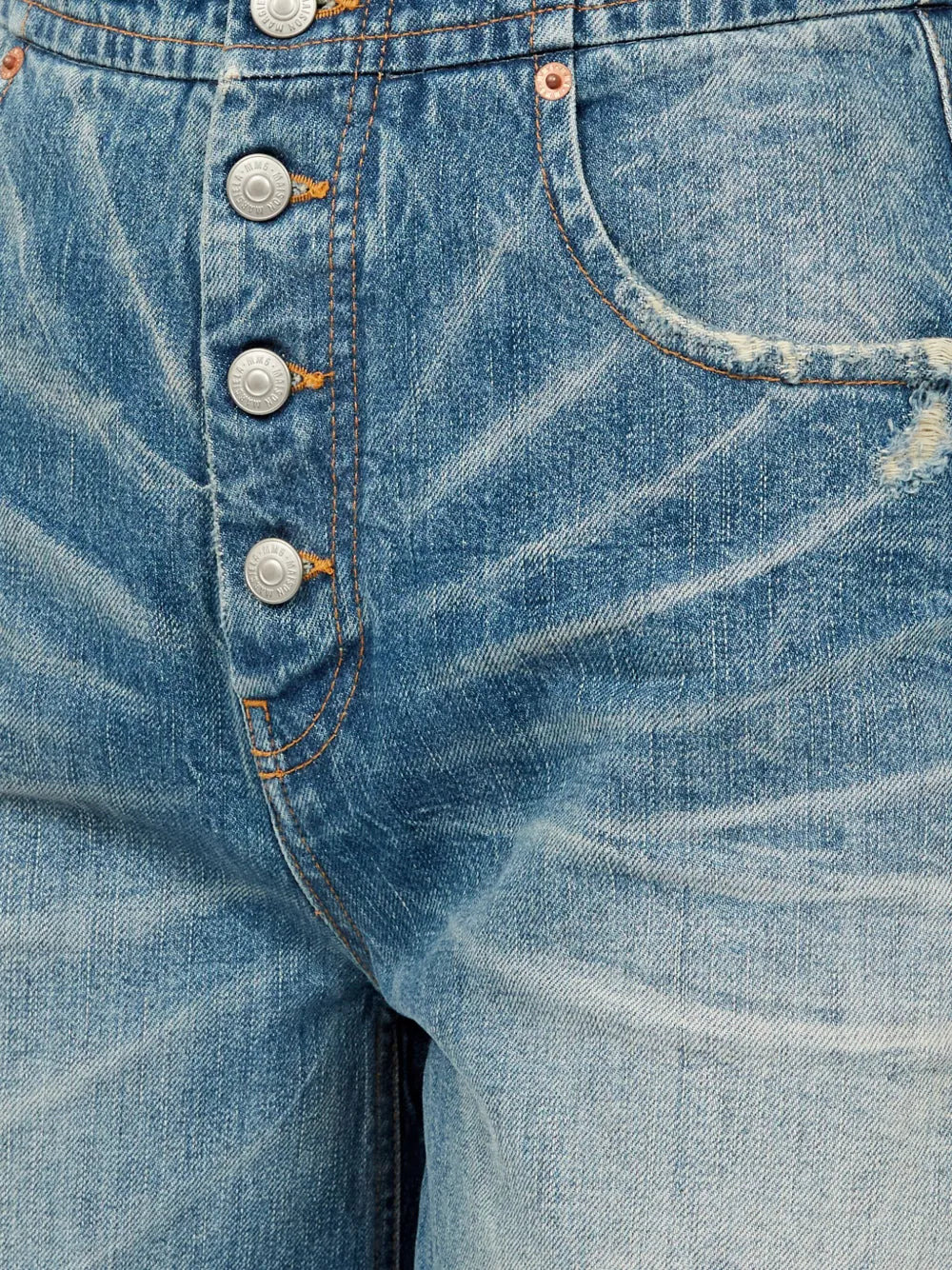 Calças Jeans com Efeito Desgastado Mm6 Azul Femme