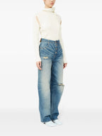 Pantalons Jean effet usé Mm6 Bleu Femme